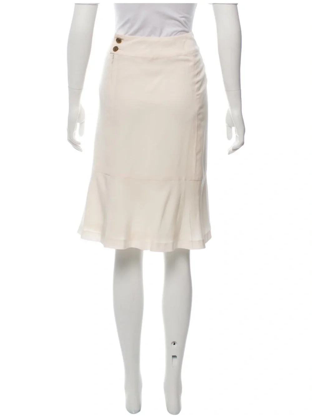 CHANEL Cream Midi A-Line Skirt, size 42